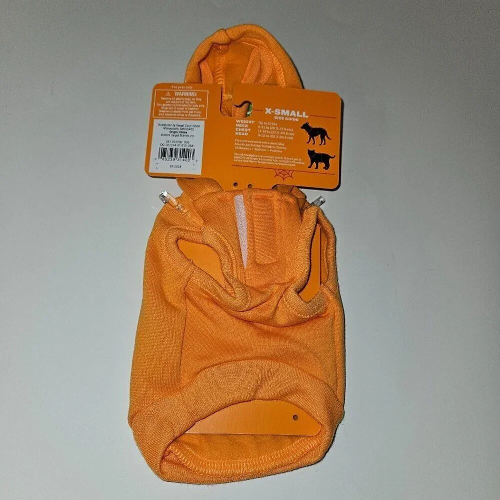 NEW Reflective Jack-O Lantern Cat Dog Pet Halloween Costume XS (Up to 10 lbs)